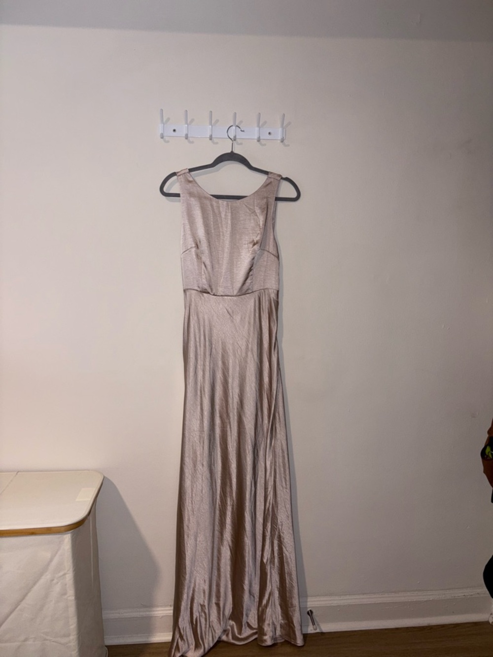 Six Stories Champagne Satin Cowl Back Long Gown UK10 US6